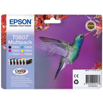 Epson Tintenpatrone gelb, cyan light, magenta light, magenta, schwarz, cyan (C13T08074010, T0807)