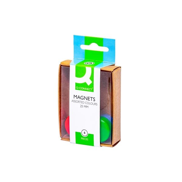 Satz Magnete Q-Connect 25 mm, bunt gemischt, 4 Stück