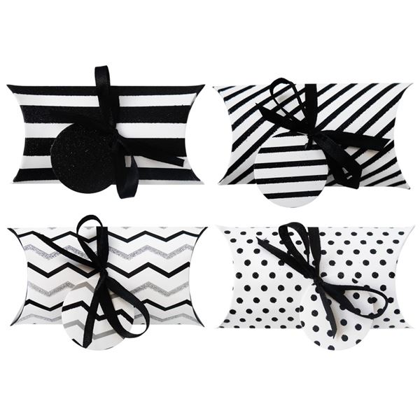 Geschenkboxen - 15 x 7 cm, schwarz-weiß, 8 Stück