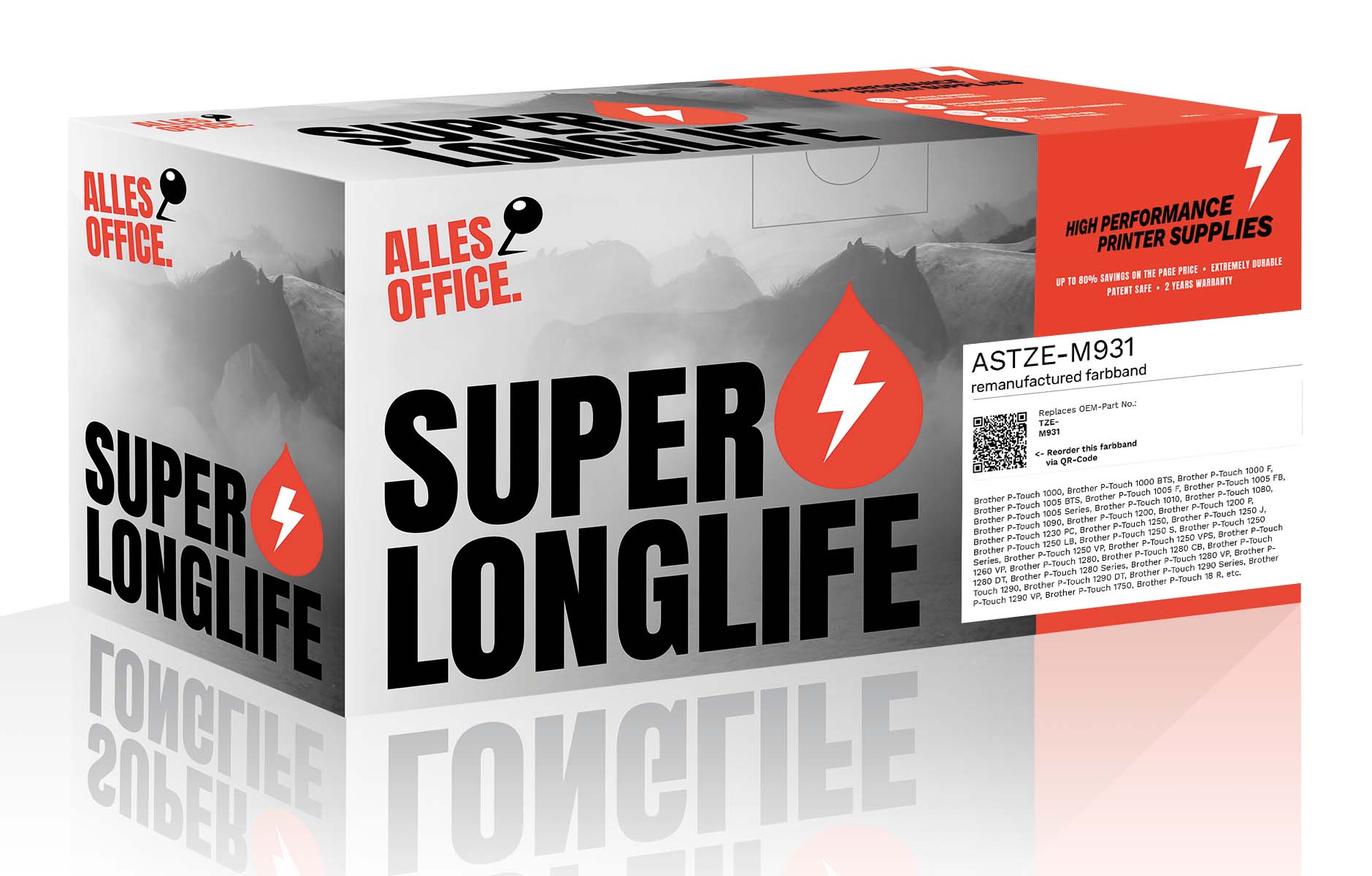 Superlonglife Brother TZE-M931 Farbband schwarz silber