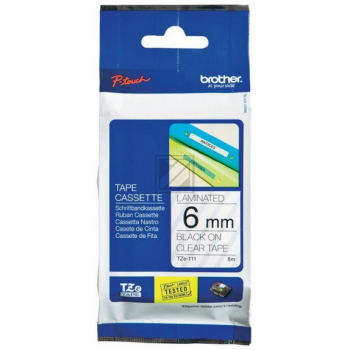 Brother Schriftbandkassette schwarz/transparent (TZE-111)