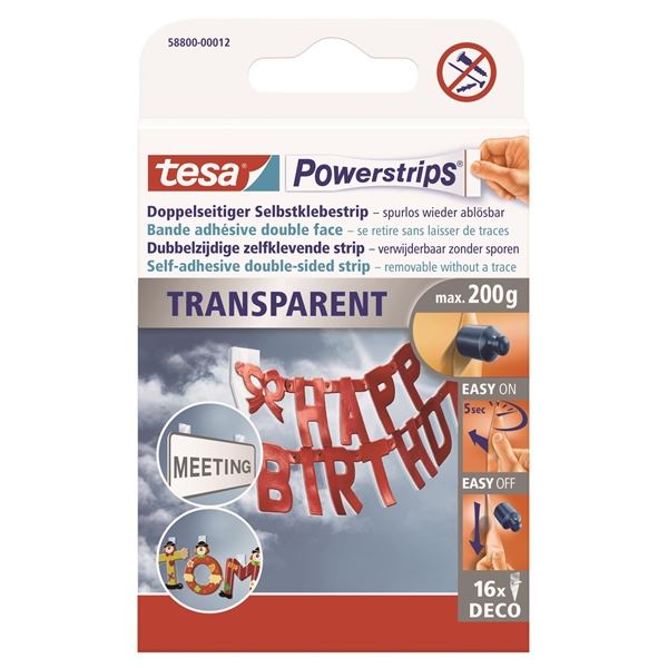Tesa Powerstrips Zierstreifen, transparent, 16 Stück