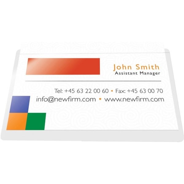 Visitenkartenhalter mit selbstklebender Rückseite Connect 60 x 95 mm, an der längeren Seite offen, 10 Stück