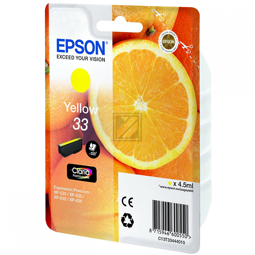 Epson Tintenpatrone with secure gelb (C13T33444012, T3344)