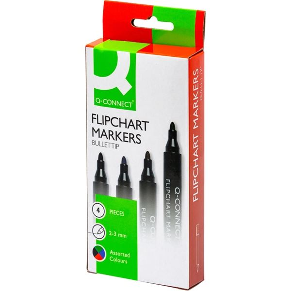 Connect Flipchart-Marker, runde Spitze 1,5-3 mm, Satz mit 4 Farben