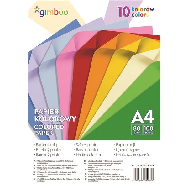 Gimboo A4 - 100 Blatt, 10 Neonfarben