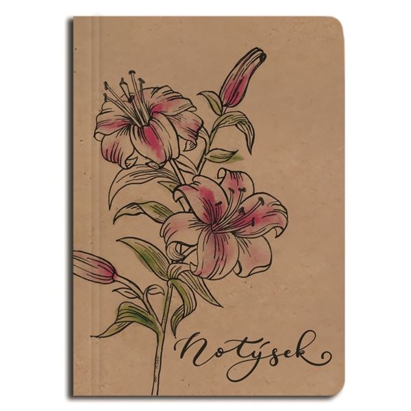 Gepunktetes Notizbuch A6, Kraft, Lilie