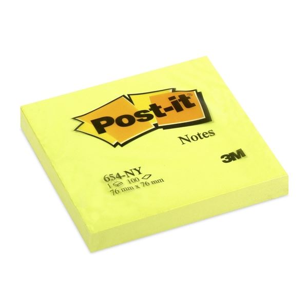 Post-it-Zettel, 76 x 76 mm, neongelb, 6 Stück