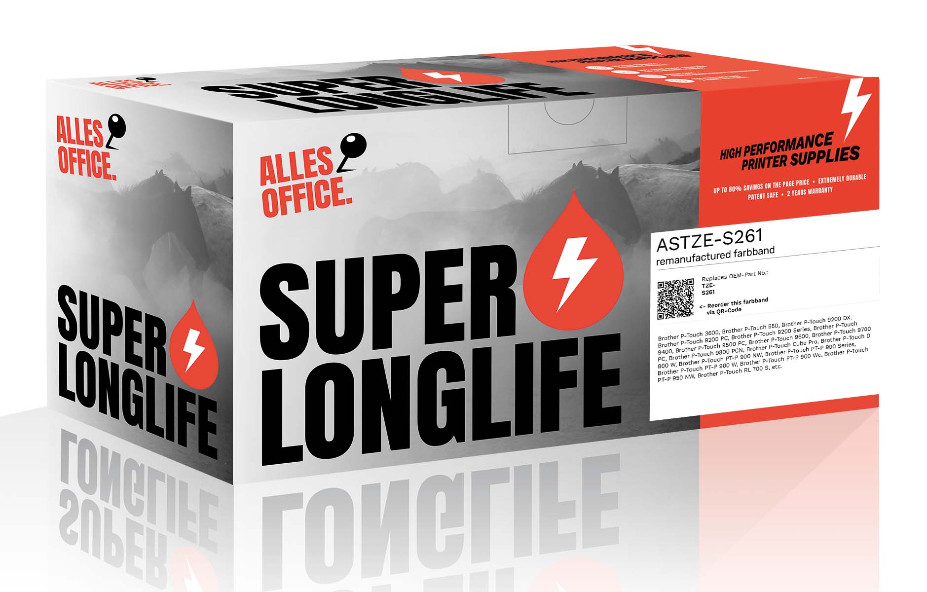 Superlonglife Brother TZE-S261 Farbband schwarz weiss