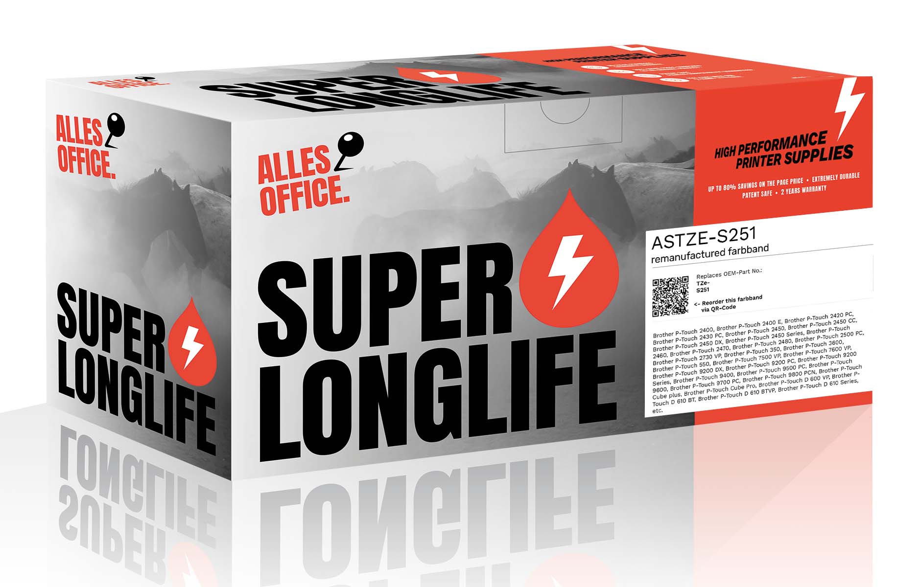 Superlonglife Brother TZe-S251 Farbband schwarz weiss