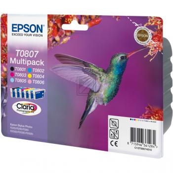 Test Epson Tintenpatrone gelb, cyan light, magenta light, magenta, schwarz, cyan (C13T08074010, T0807)