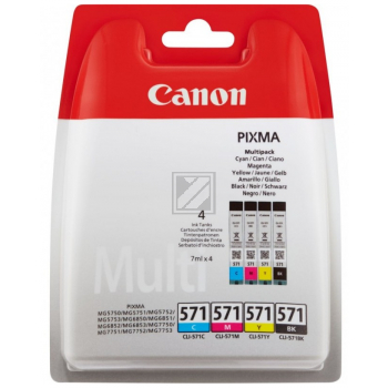 Original Canon 0386C005 / 571 Tinte schwarz, color Canon Tintenpatrone gelb, magenta, schwarz, cyan (0386C005, CLI-571BK, CLI-571C, CLI-571M, CLI-571Y)