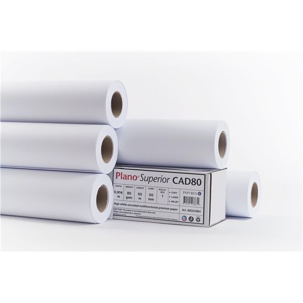 Plotter.Rolle Plano Superior,297mmx50mx50mm,80g/m2