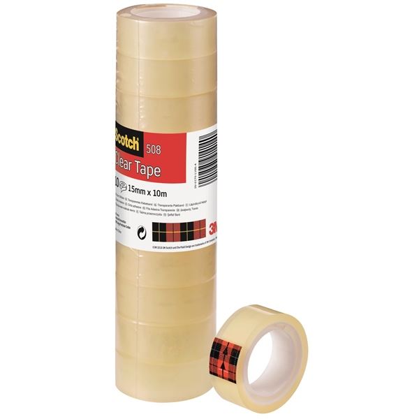 Scotch® Transparentes Klebeband 508, 15 mm × 10 m, 10 Stück