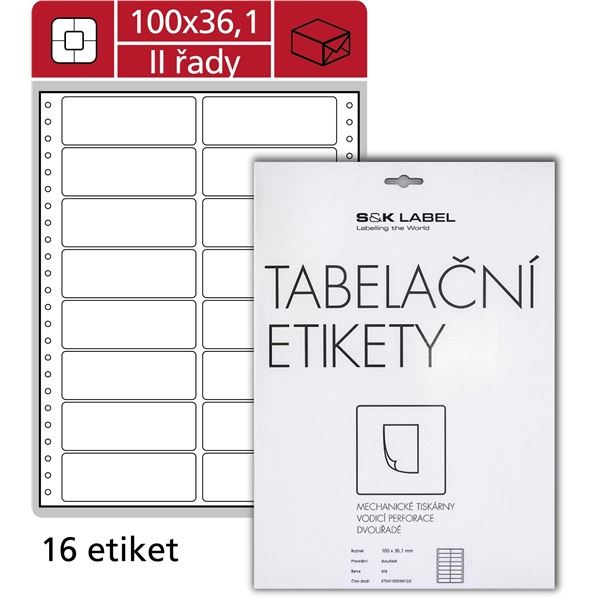 Zweireihige Etiketten, 100 x 36,1 mm, 400 Stück