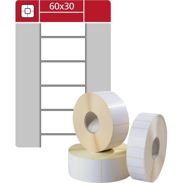 Etikettenrollen S&amp;K Label-thermo,weiß,60x30mm,2500Stück