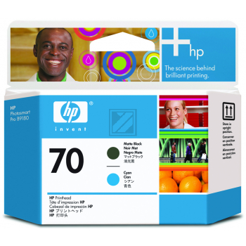 HP Tintendruckkopf schwarz matt/cyan (C9404A, 70)