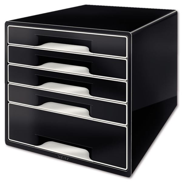 Schubladenbox Leitz B&amp;W, 5 Schubladen, schwarz/grau