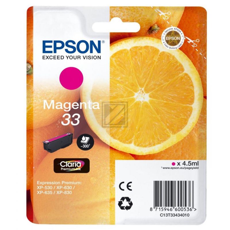 Original Epson C13T33434012 / 33 Tinte magenta