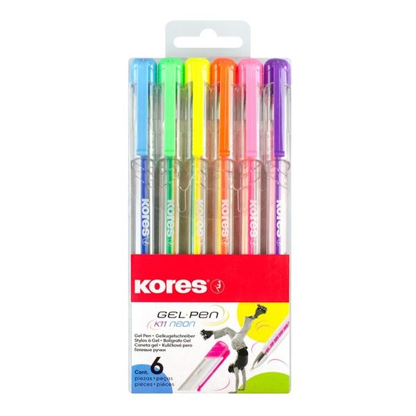 Gel-Roller Kores K11, Satz mit 6 Neonfarben
