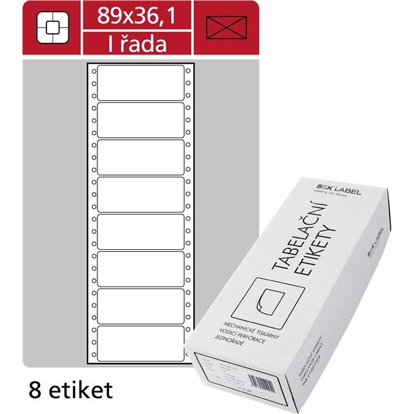 Tabellarische einzeilige Etiketten, 89 x 36,1 mm, 4000 Stück