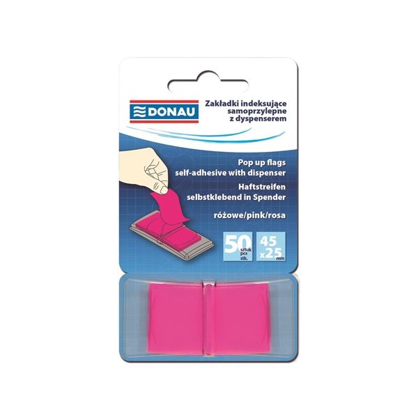 Selbstklebende Lesezeichen Donau - Folie, 25x45mm, rosa