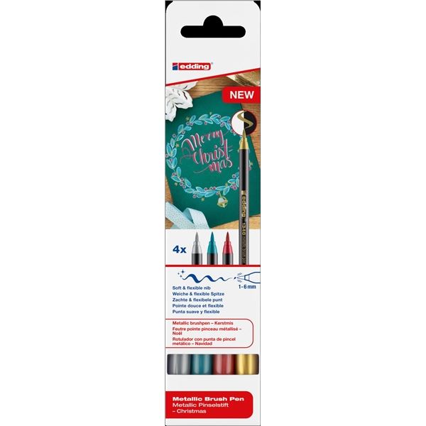 Edding Pinselmarker 1340/4, Satz mit 4 Farben