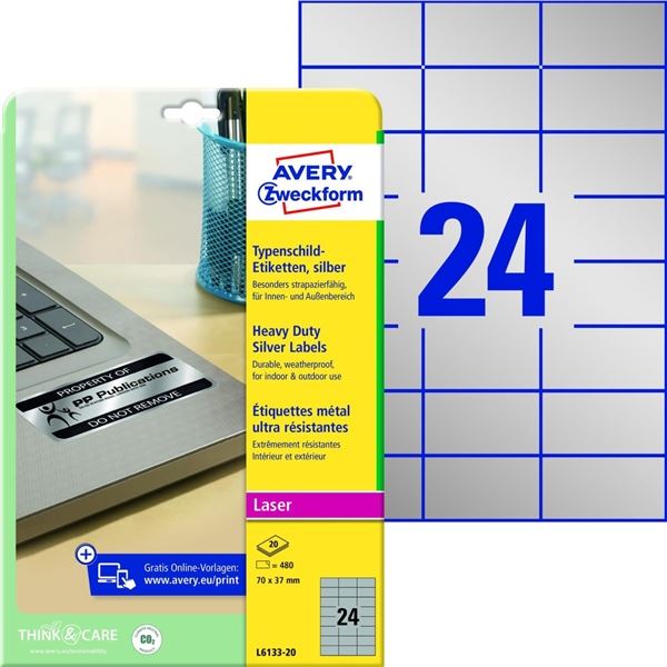 Größe von.PE-Etiketten. Avery Zweckform-Keil,70x37mm,480Stück