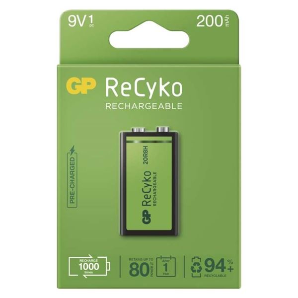 Wiederaufladbare Batterie GP ReCyko - Zelle,9V,200mAh,1Stück