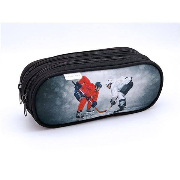 Etue Concorde Eishockey, 2 Reißverschlüsse, grau